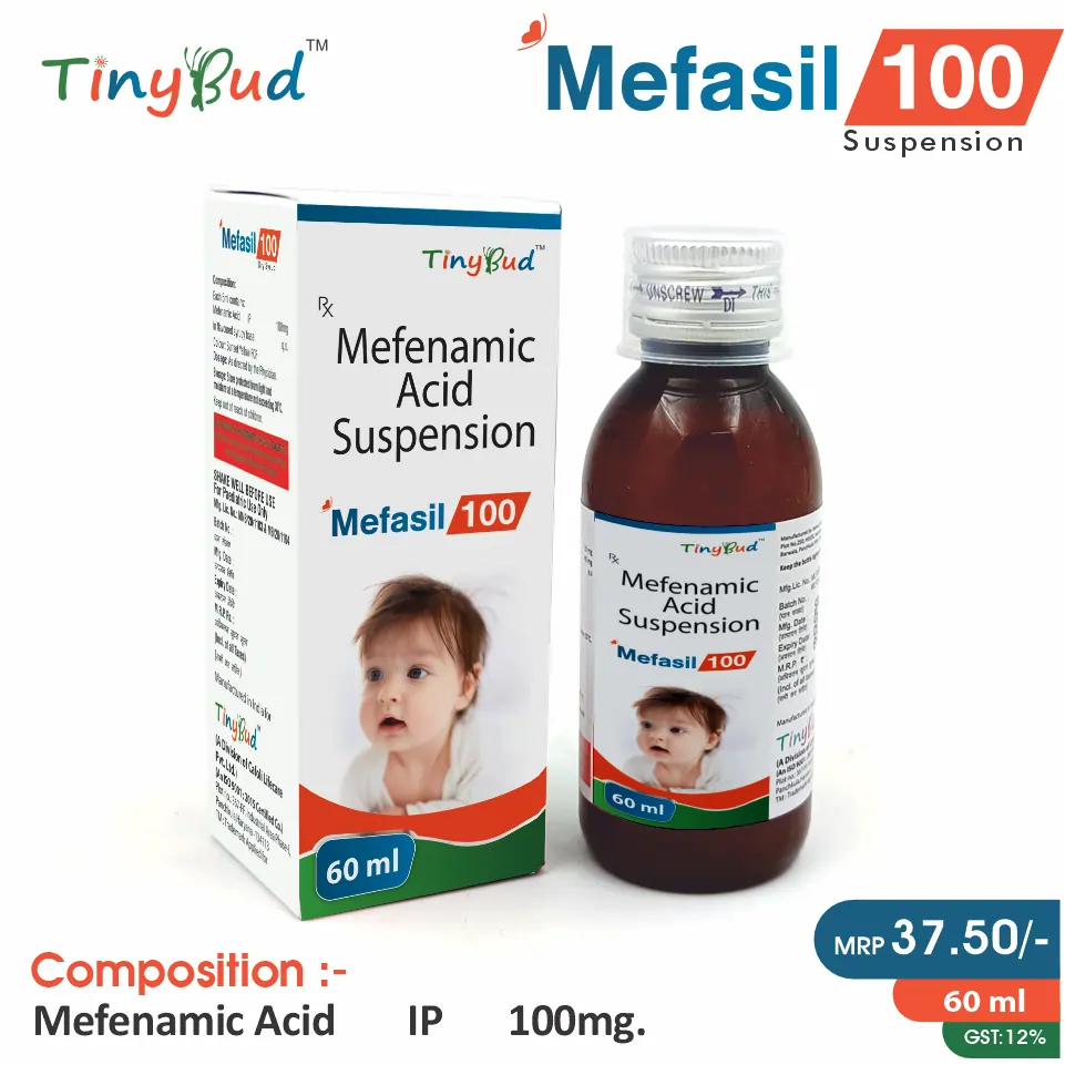 Mefenamic Acid (100mg/5ml) Suspension at the best price in PCD Pharma Franchise for Analgesic and Pain Relief.